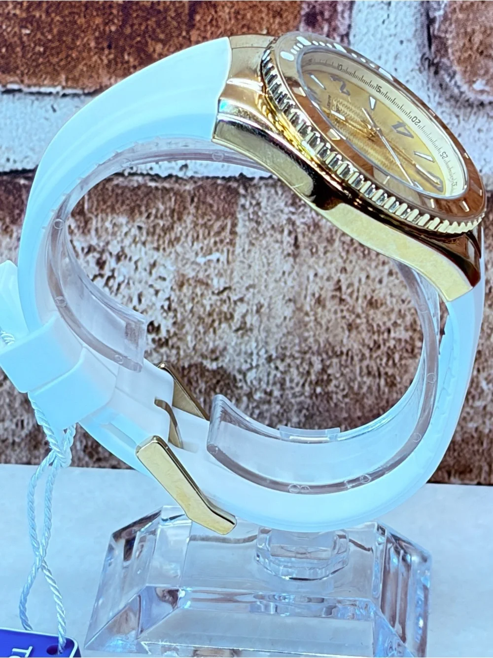 Technomarine Gold Men's Watch with Metallic Dial 44mm w/ Silicone White Band